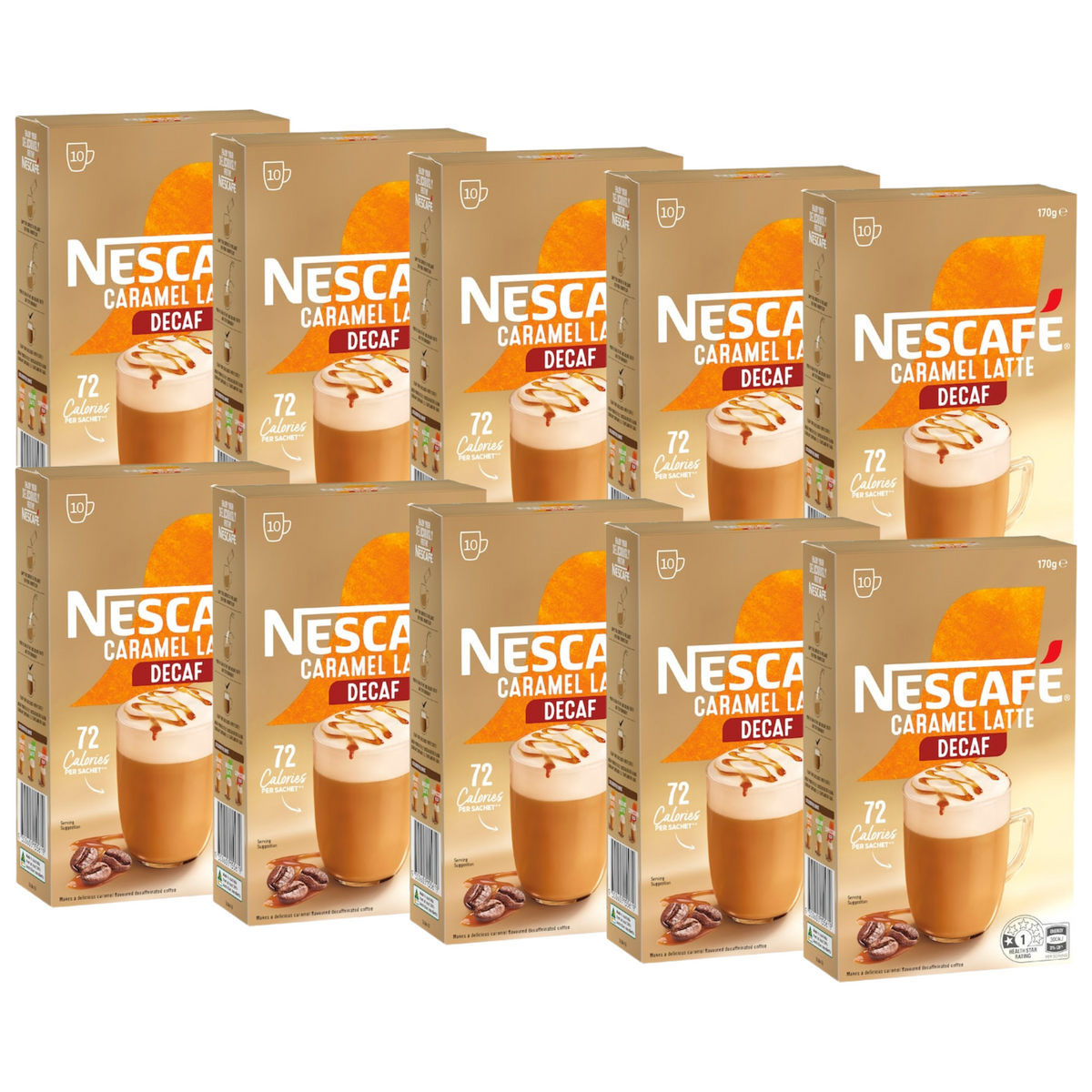Nescafe Caramel Latte Decaf Coffee Sachets (100 serves)