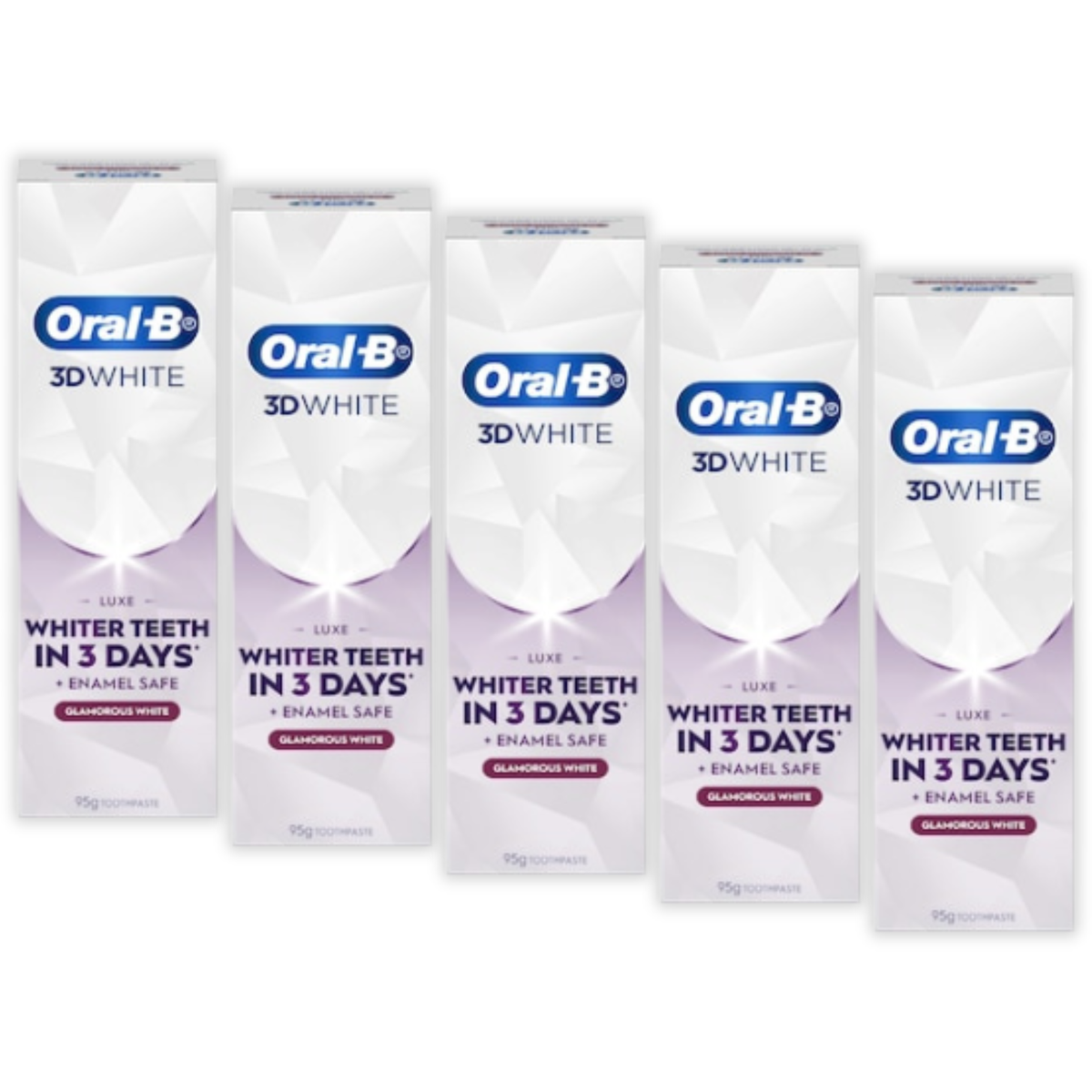 5 x Oral-B 3D White Luxe Glamorous White Whitening Toothpaste 95g