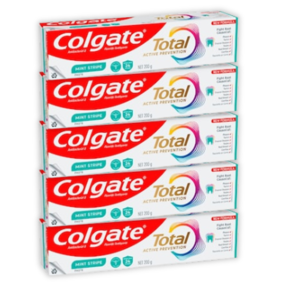 5 x Colgate Total Active Prevention Mint Stripe Toothpaste 200g