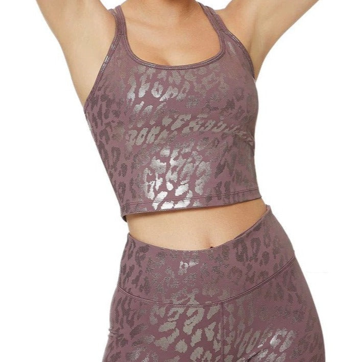 Calvin Klein Performance Women's Foil Print Strappy Back Sports Bra - Animal Blur Java