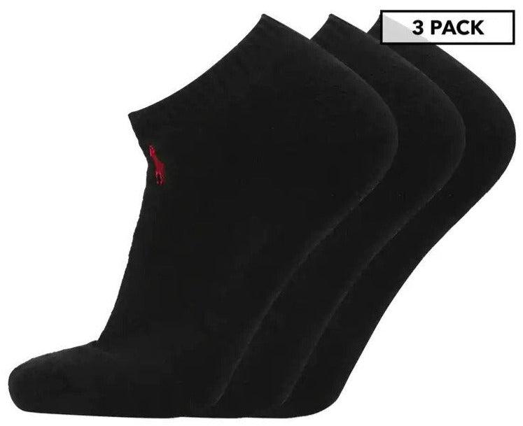 Polo Ralph Lauren Men's Size 10-13 Cotton Sport Low Cut Socks 3-Pack - Black