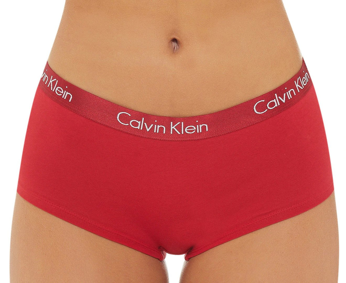 Calvin Klein Women's Motive Cotton Boyshorts 3-Pack - Black/Red/Grey Heather
