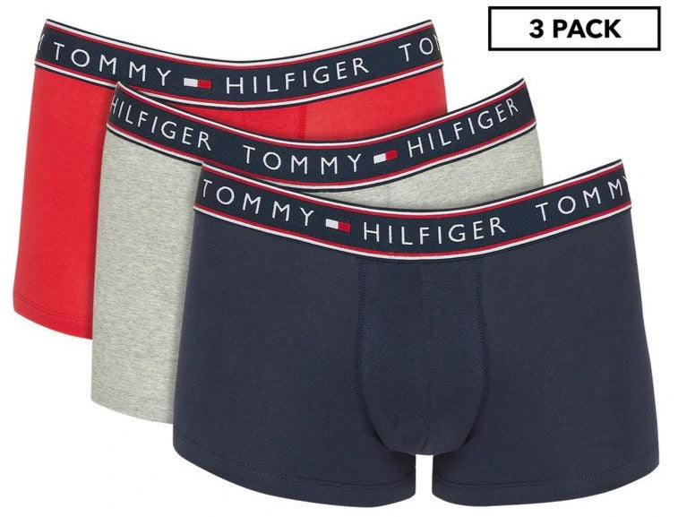 Tommy Hilfiger Men's Cotton Stretch Trunks 3-Pack - Mahogany/Grey/Navy