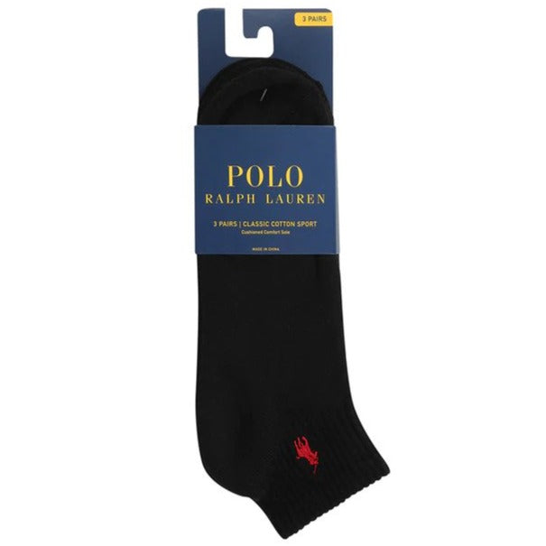 Polo Ralph Lauren Men's Size 10-13 Classic Cotton Sport 1/4 Socks 3-Pack - Black
