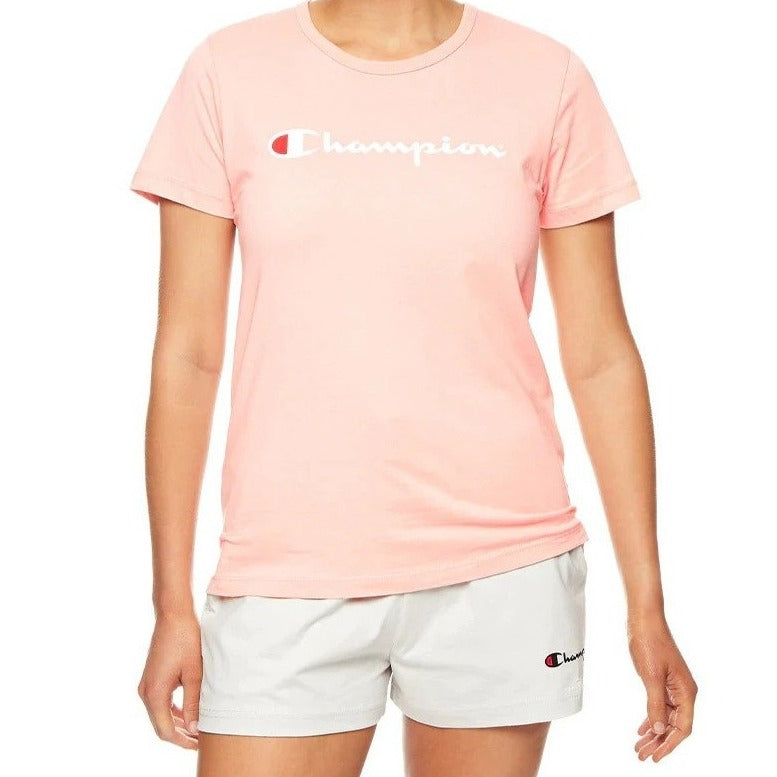 Champion Women's Script Tee / T-Shirt / Tshirt - Peach Schnapps