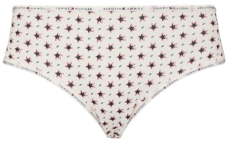 Tommy Hilfiger Women's Logo Elastic Hipster Briefs 3-Pack - Stars & Dots/White/Red/Blue