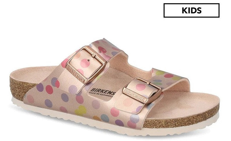 Birkenstock Kids' Arizona Narrow Fit Sandals - Electric Metallic Dots Copper