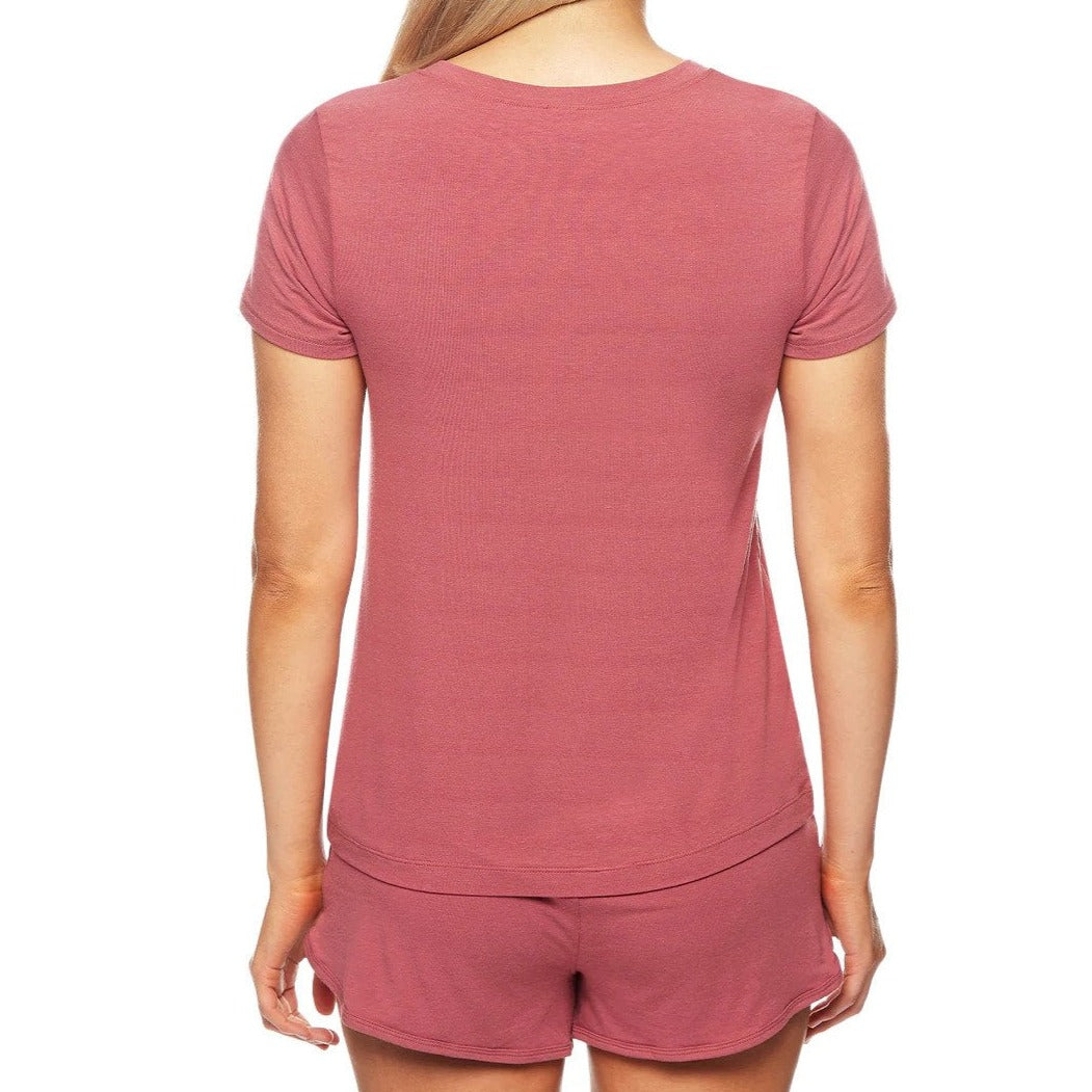 Calvin Klein Women's 2-Piece Bamboo Lounge Tee and Short Sleep Set - Raspberry Blush