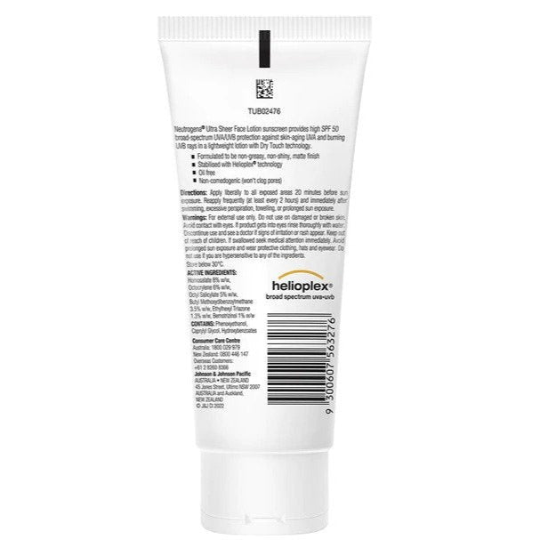 Neutrogena Ultra Sheer Face Lotion Sunscreen SPF50 88mL