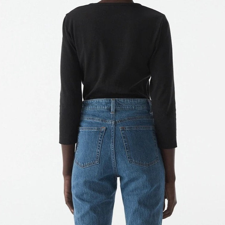 Tommy Hilfiger Women's Skinny Crew Neck Rib Henley - Dark Sable