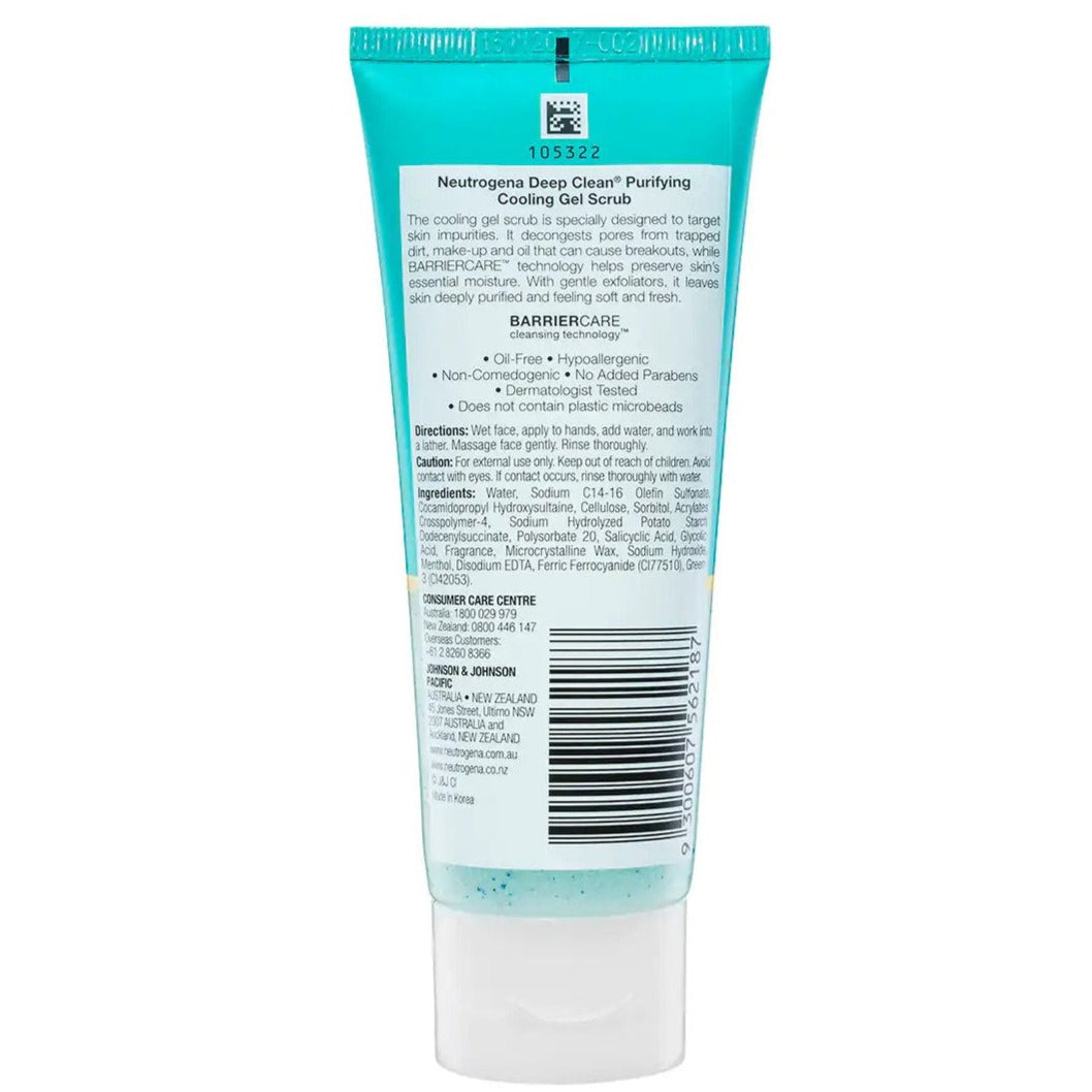 Neutrogena Deep Clean Purifying Cooling Gel Facial Scrub 100mL
