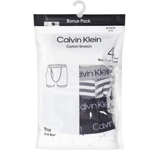 Calvin Klein Boys' Cotton Stretch Boxer Briefs 4-Pack - Lightning