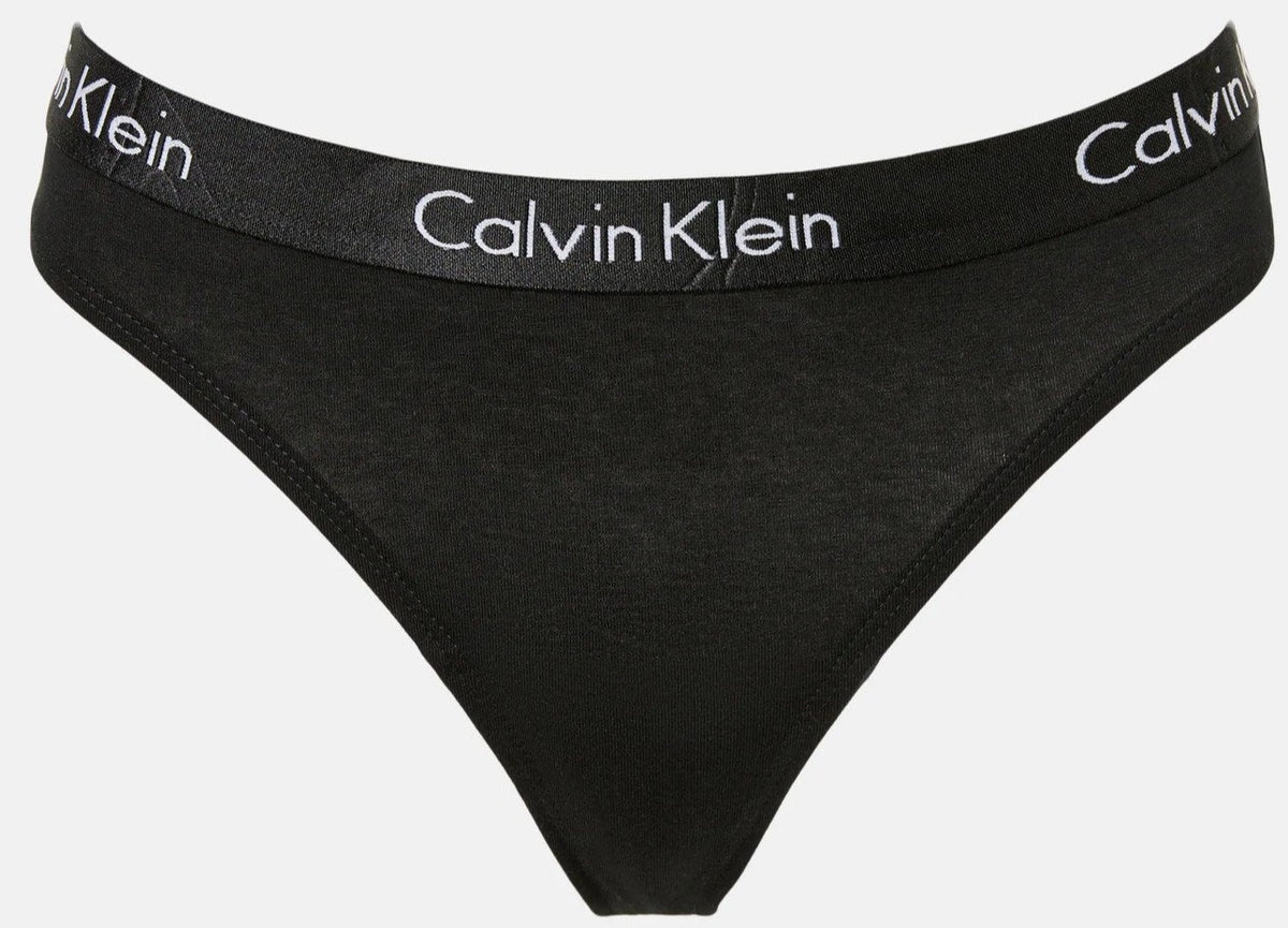 Calvin Klein Women's Motive Cotton Thong 3-Pack - Black/Grey Heather/Red