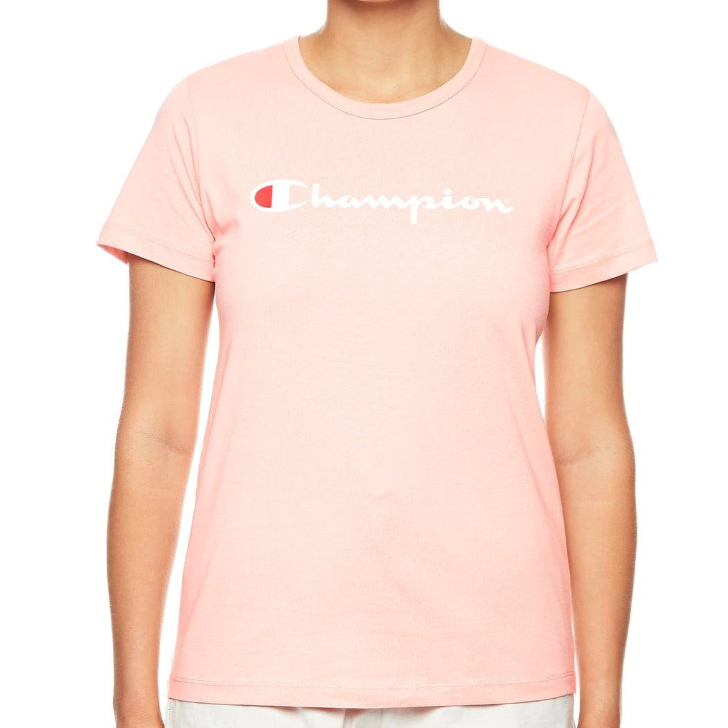 Champion Women's Script Tee / T-Shirt / Tshirt - Peach Schnapps