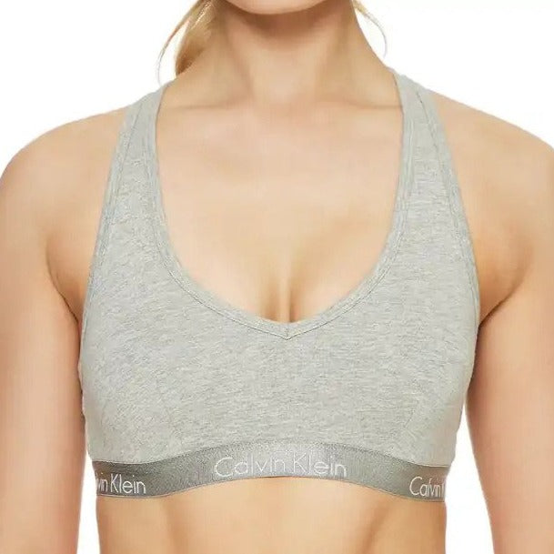 Calvin Klein Women's Motive Cotton Lightly Lined Bralette - Heather Grey