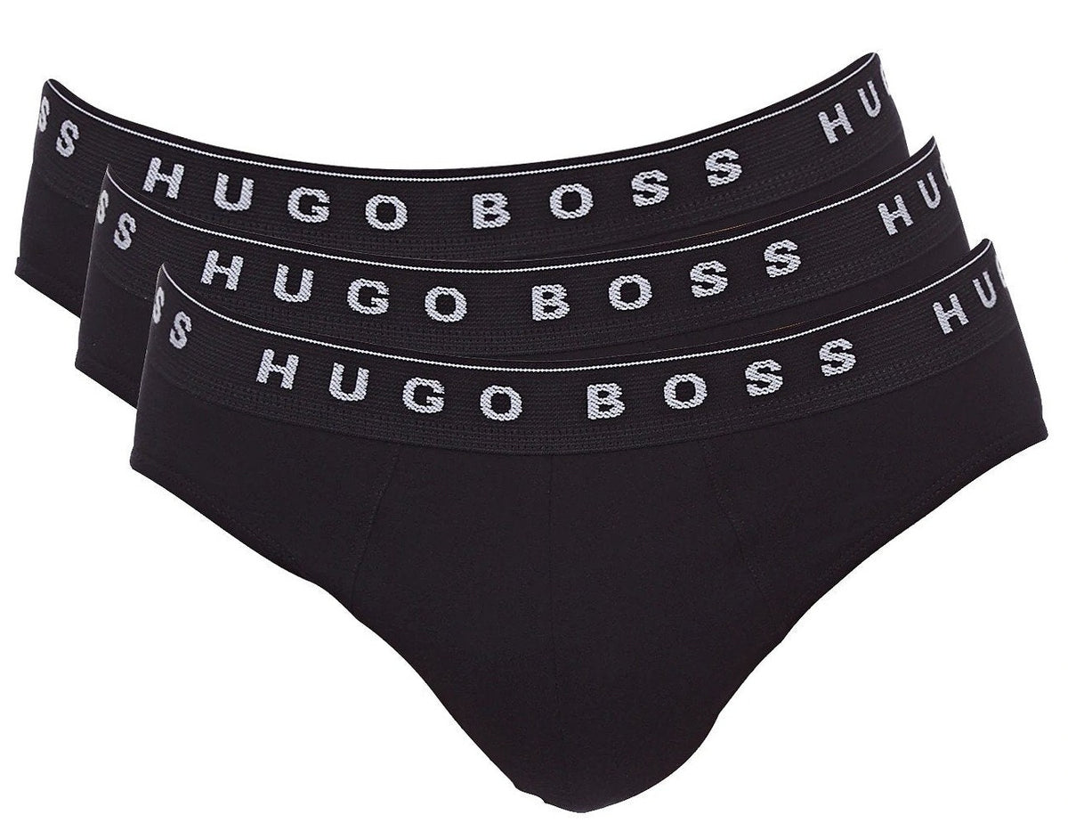Hugo Boss Men's Pure Cotton Mini-Slip Hip Brief 3-Pack - Black