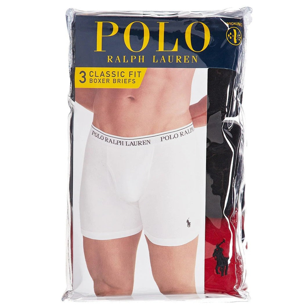 Polo Ralph Lauren Men's Classic Fit Boxer Briefs 3-Pack - Black/Red/Logo Print
