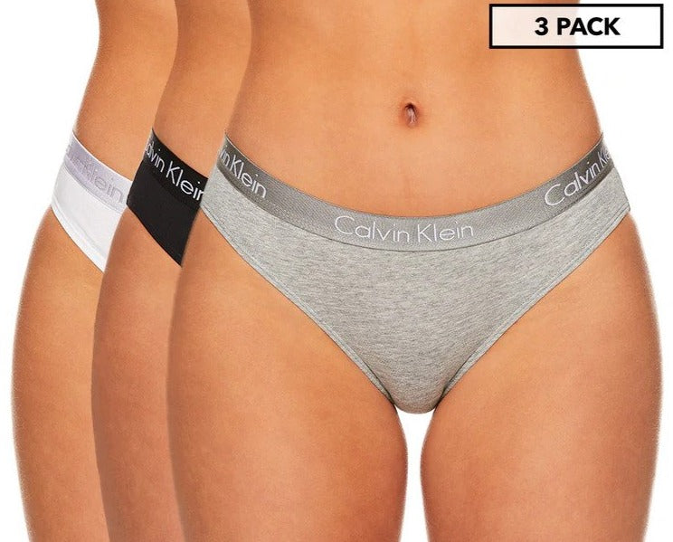 Calvin Klein Women's Motive Cotton Bikini Briefs 3-Pack - Black/White/Grey
