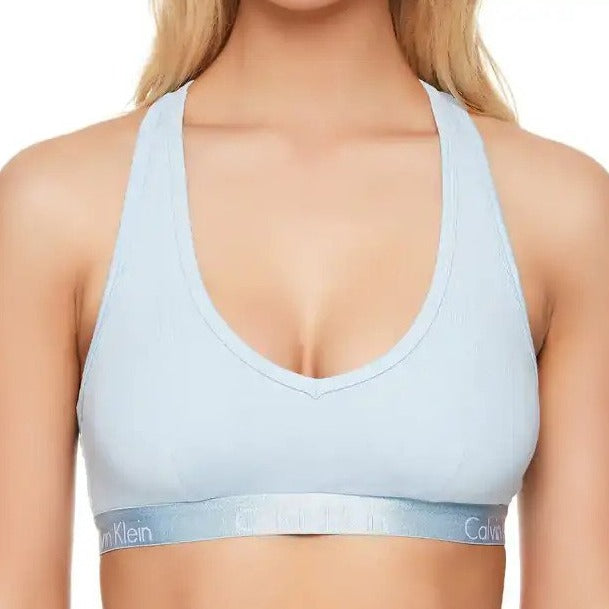 Calvin Klein Women's Motive Cotton Lightly Lined Bralette - Rain Dance Blue