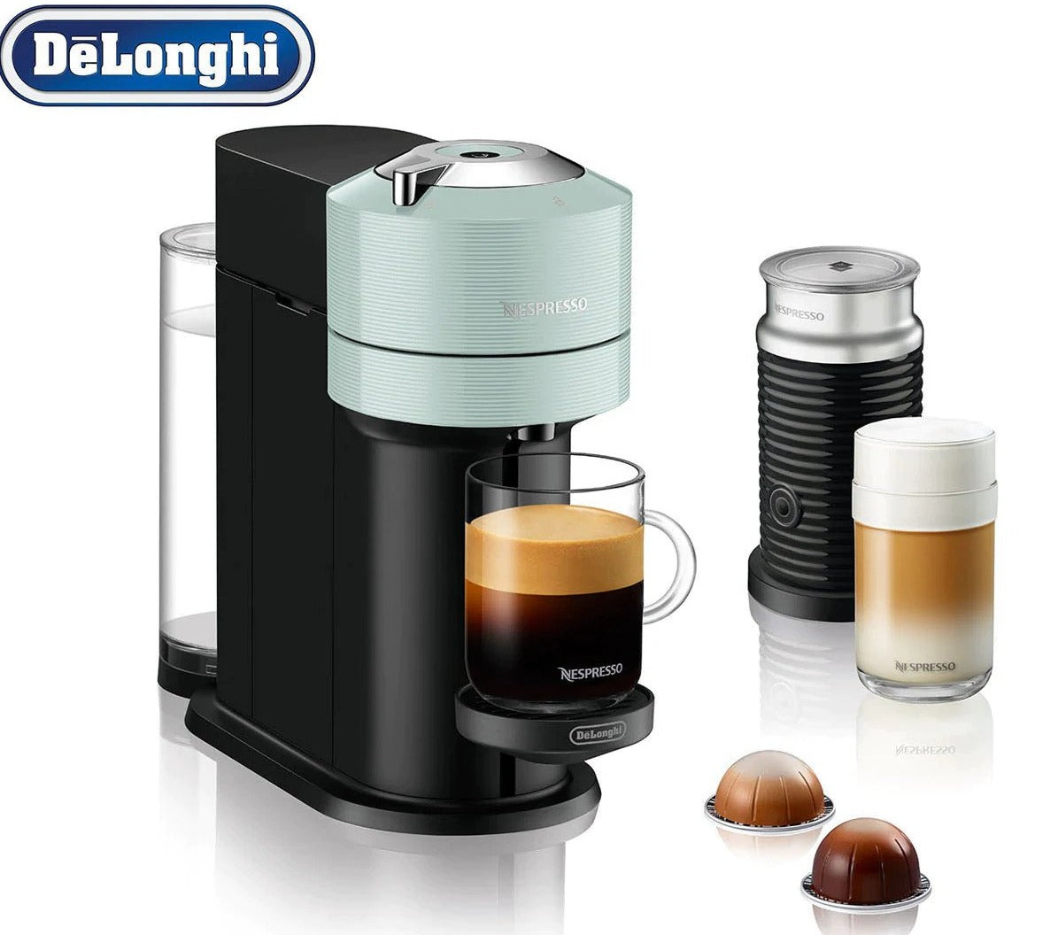DéLonghi 1.1L Vertuo Next Nespresso Coffee Machine Bundle - Jade