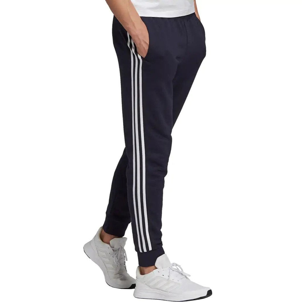 Adidas Men's Essentials French Terry Tapered Cuff 3-Stripes Pants - Legend Ink/White