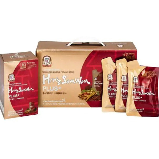 Hong Sam Korean Tea Healthy Energy Drink 30 Pouch 50ml Red Ginseng Herbal Plus