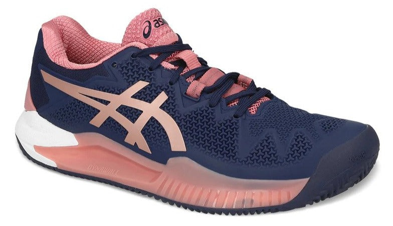ASICS Women's GEL-Resolution 8 Clay Tennis Shoes - Peacoat/Rose Gold
