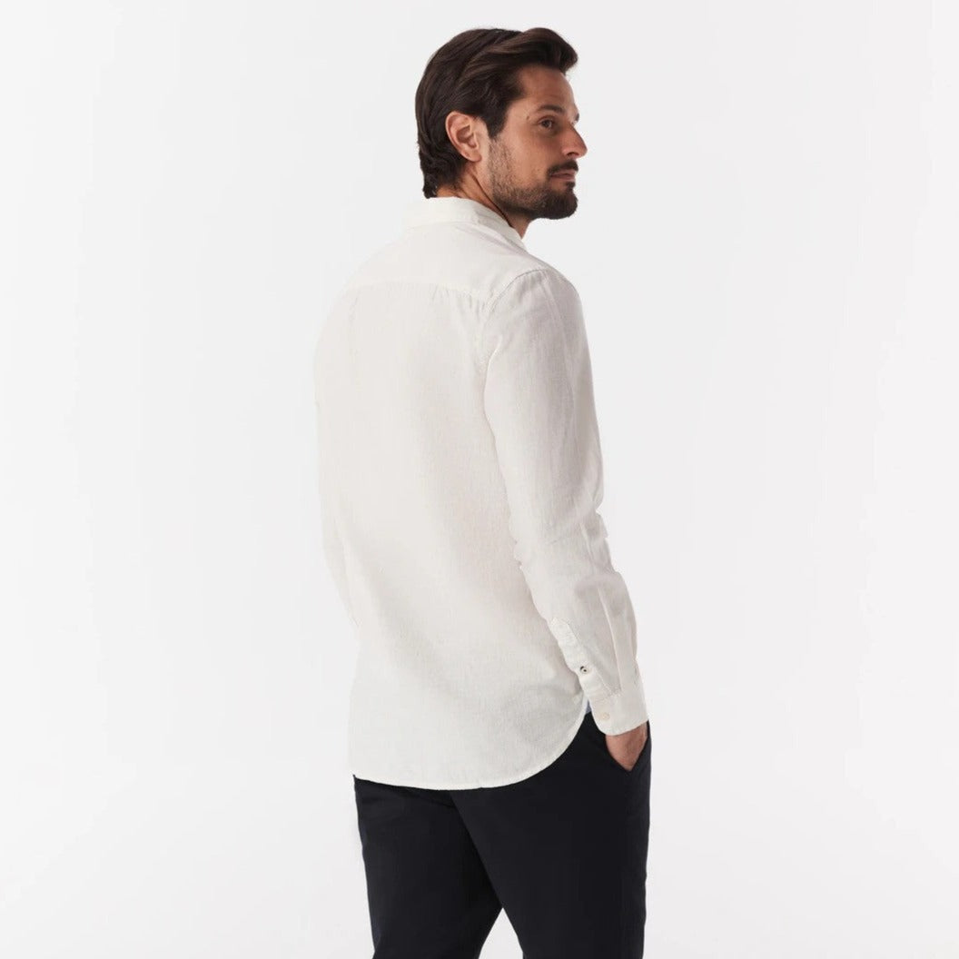 Tommy Hilfiger Men's Pigment Dyed Linen Regular Fit Shirt - White Suede