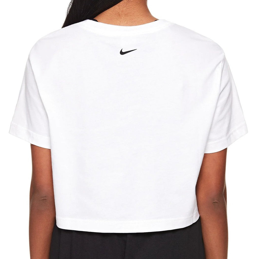 Nike Sportswear Women's Cropped Dance Tee / T-Shirt / Tshirt - White/Black