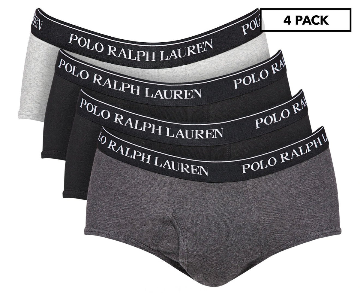 Polo Ralph Lauren Men's Mid-Rise Brief 4-Pack - Grey/Black