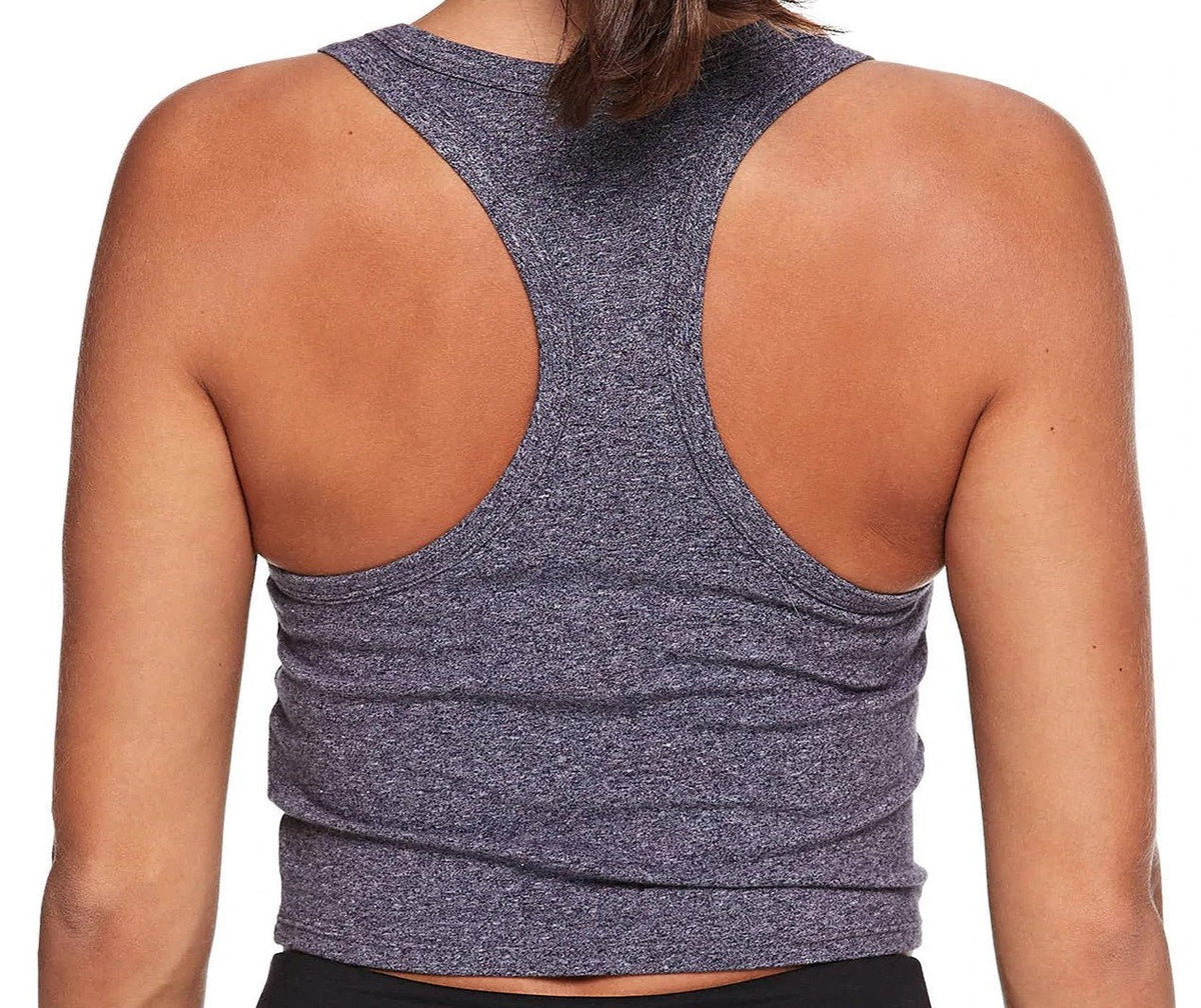 Calvin Klein Performance Women's Logo Fitted Racerback Crop Top - Black Heather