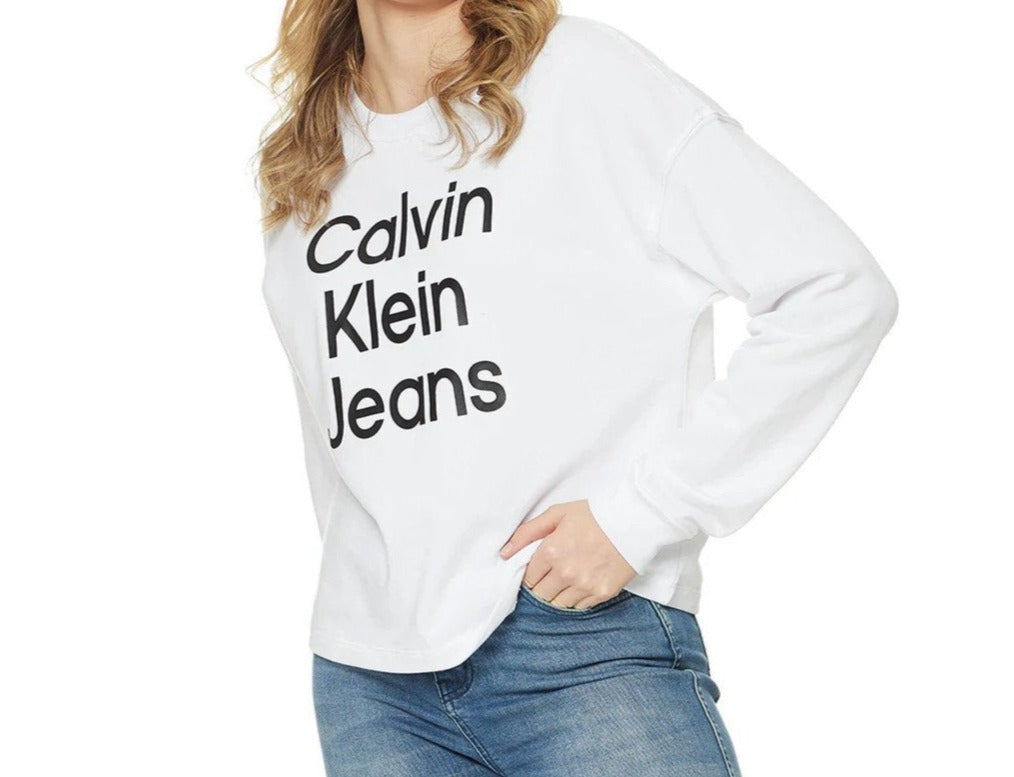Calvin Klein Jeans Women's Master Jeans Pullover Jumper - White