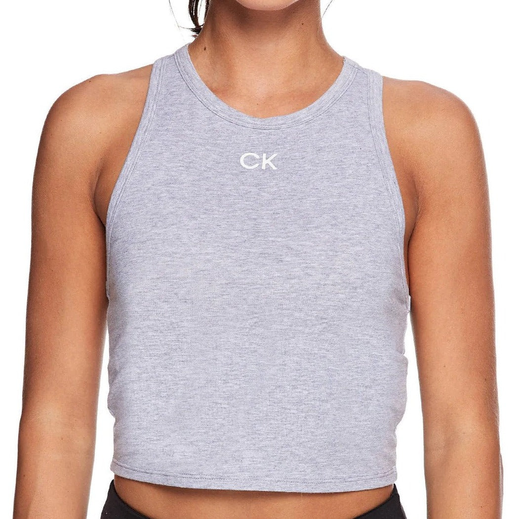 Calvin Klein Performance Women's Logo Fitted Racerback Crop Top - Grey