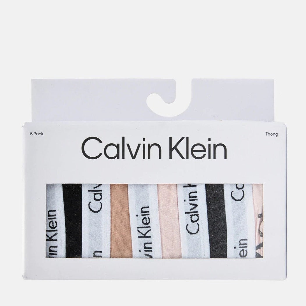 Calvin Klein Women's Carousel Thong 5-Pack - Black/Cedar/Nymph's Thigh/Charcoal Heather/Sketchbook