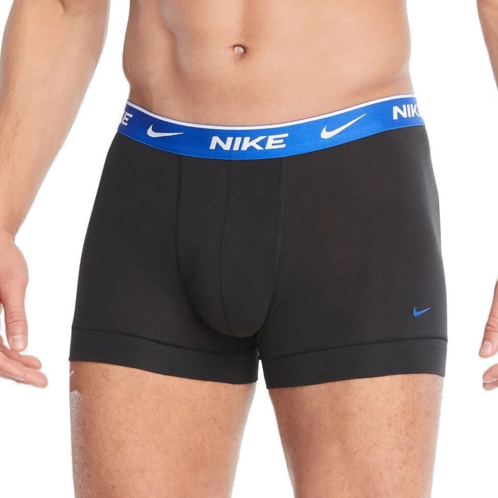 Nike Mens 3-Pack Everyday Cotton Stretch Trunks - Black, Hyper Royal, Bright Mandarin