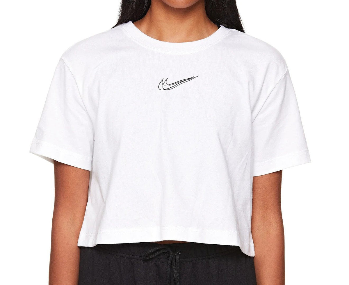 Nike Sportswear Women's Cropped Dance Tee / T-Shirt / Tshirt - White/Black