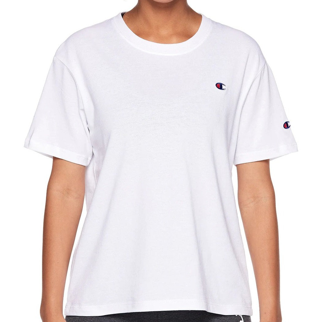Champion Women's French Jersey C Logo Tee / T-Shirt / Tshirt - White