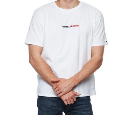 Tommy Hilfiger Men's Linear Logo Tee / T-Shirt / Tshirt - Bright White
