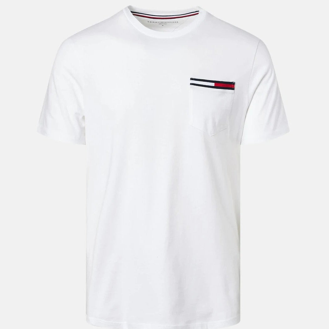 Tommy Hilfiger Men's Icon Short Sleeve Pocket Tee / T-Shirt / Tshirt - Fresh White