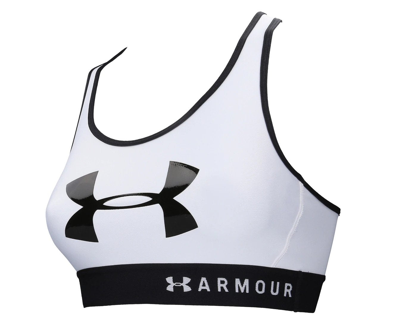 Under Armour Women's Armour Mid Keyhole Graphic Sports Bra - White/White/Black