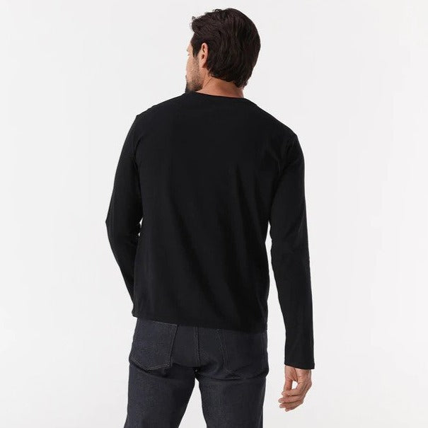 Calvin Klein Men's Textured Monogram Long Sleeve Crew Neck Tee / T-Shirt / Tshirt - Black Beauty