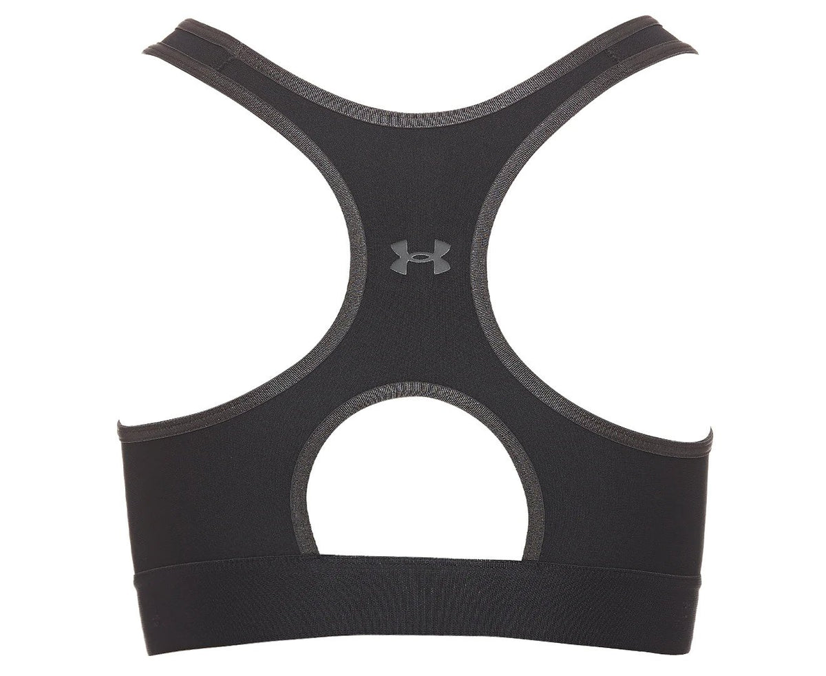 Under Armour Women's Armour Mid Keyhole Graphic Sports Bra - Black/Jet Grey
