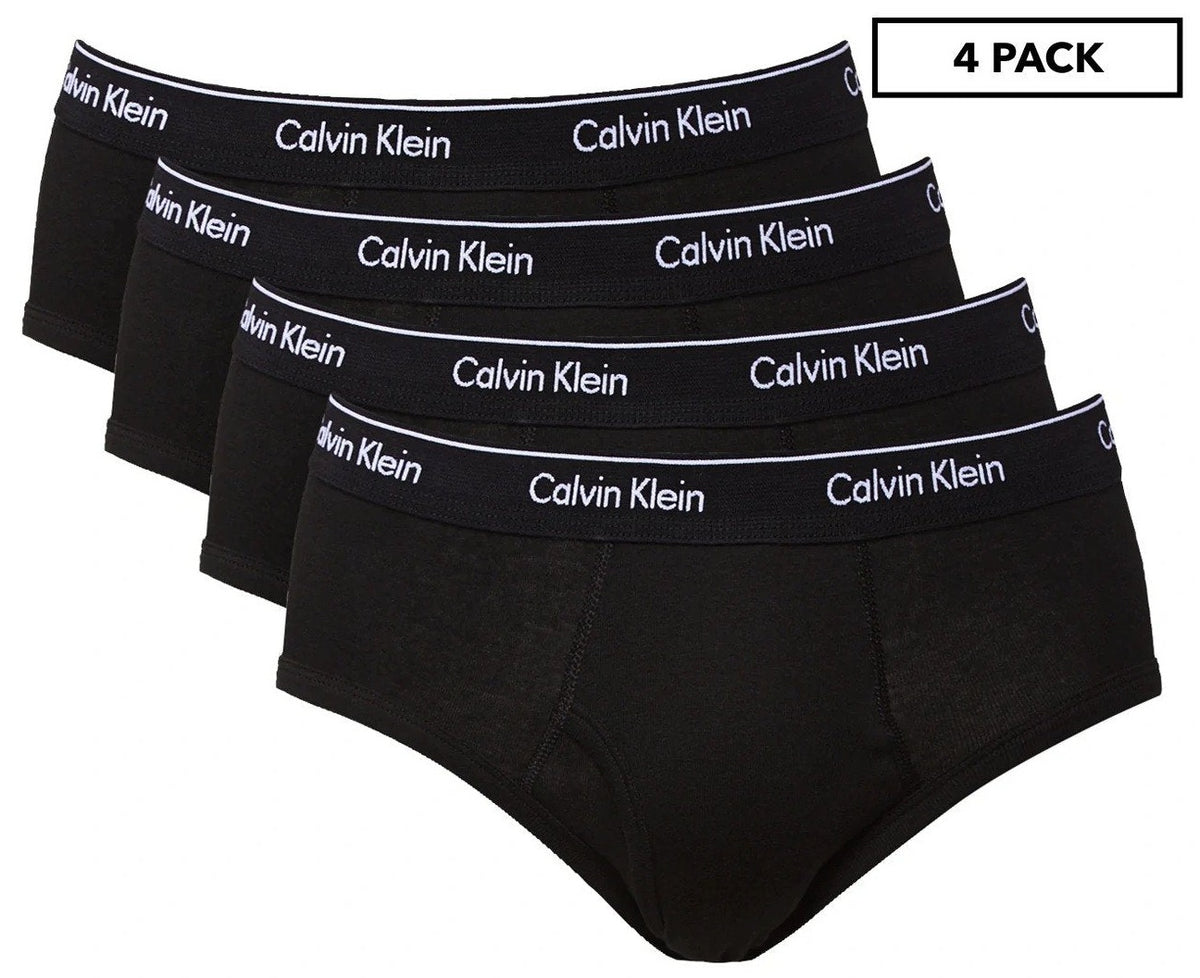 Calvin Klein Mens Classic Cotton Low Rise Hip Brief 4-Pack - Black
