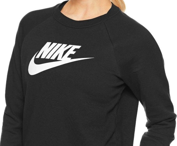 Nike Sportswear Women's Essential Fleece Crewneck Jumper - Black/White