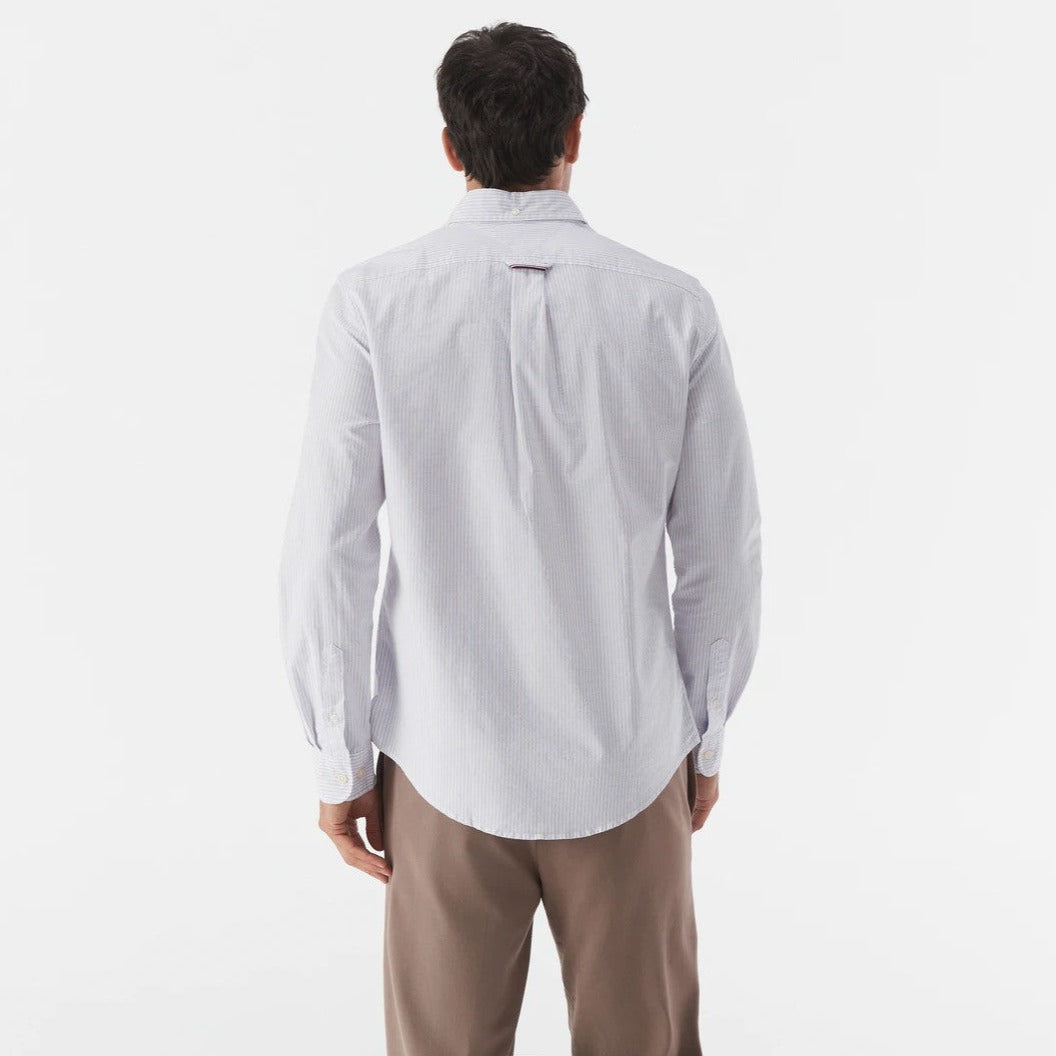 Tommy Hilfiger Men's Oxford Stripe Stretch Long Sleeve Shirt - Bloomng Lilac