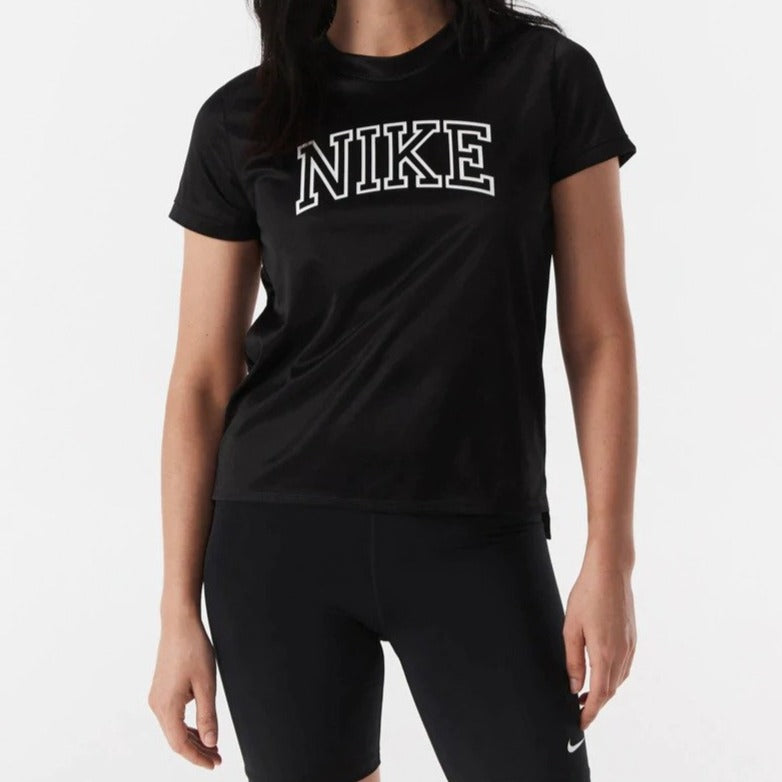Nike Women's Dri-FIT Swoosh Run Short Sleeve Tee / T-Shirt / Tshirt - Black/White