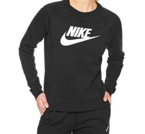 Nike Sportswear Women's Essential Fleece Crewneck Jumper - Black/White