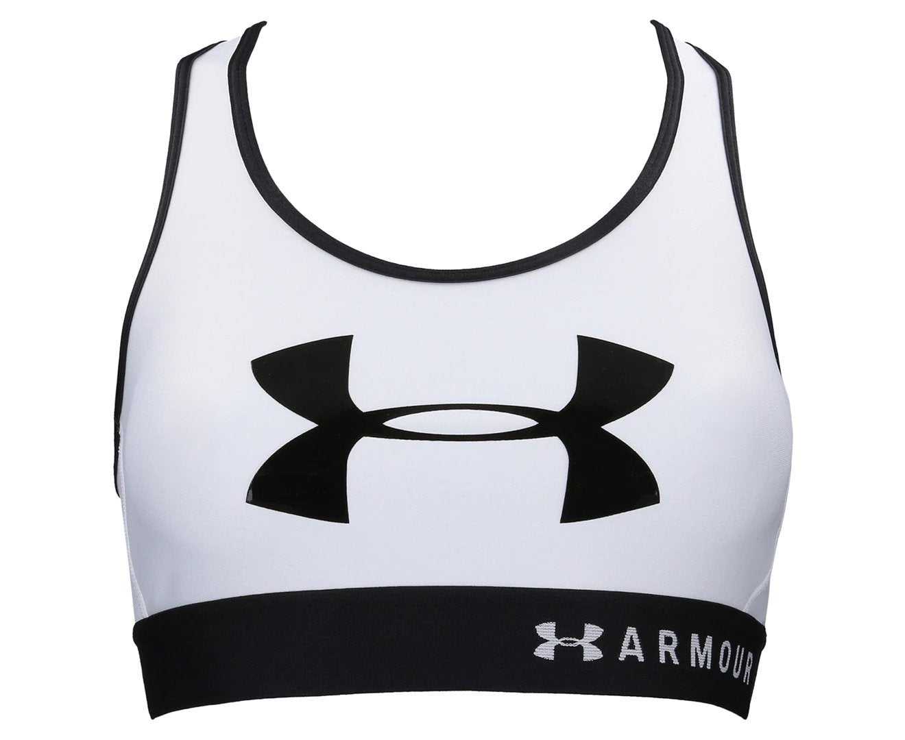 Under Armour Women's Armour Mid Keyhole Graphic Sports Bra - White/White/Black
