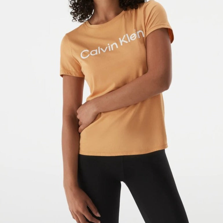 Calvin Klein Performance Women's Logo Short Sleeve Crewneck Tee / T-Shirt / Tshirt - Honeycomb