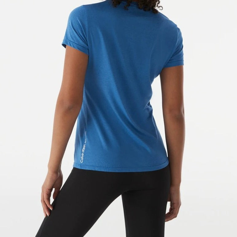 Calvin Klein Performance Women's Logo Short Sleeve Crewneck Tee / T-Shirt / Tshirt - Blue Wave